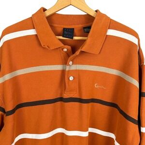 Karl Kani Gold Mens 3X Polo Shirt Orange Striped  Pique Streetwear Y2K